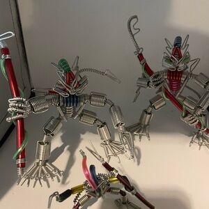 Wire Art Figurines with Colorful Accents